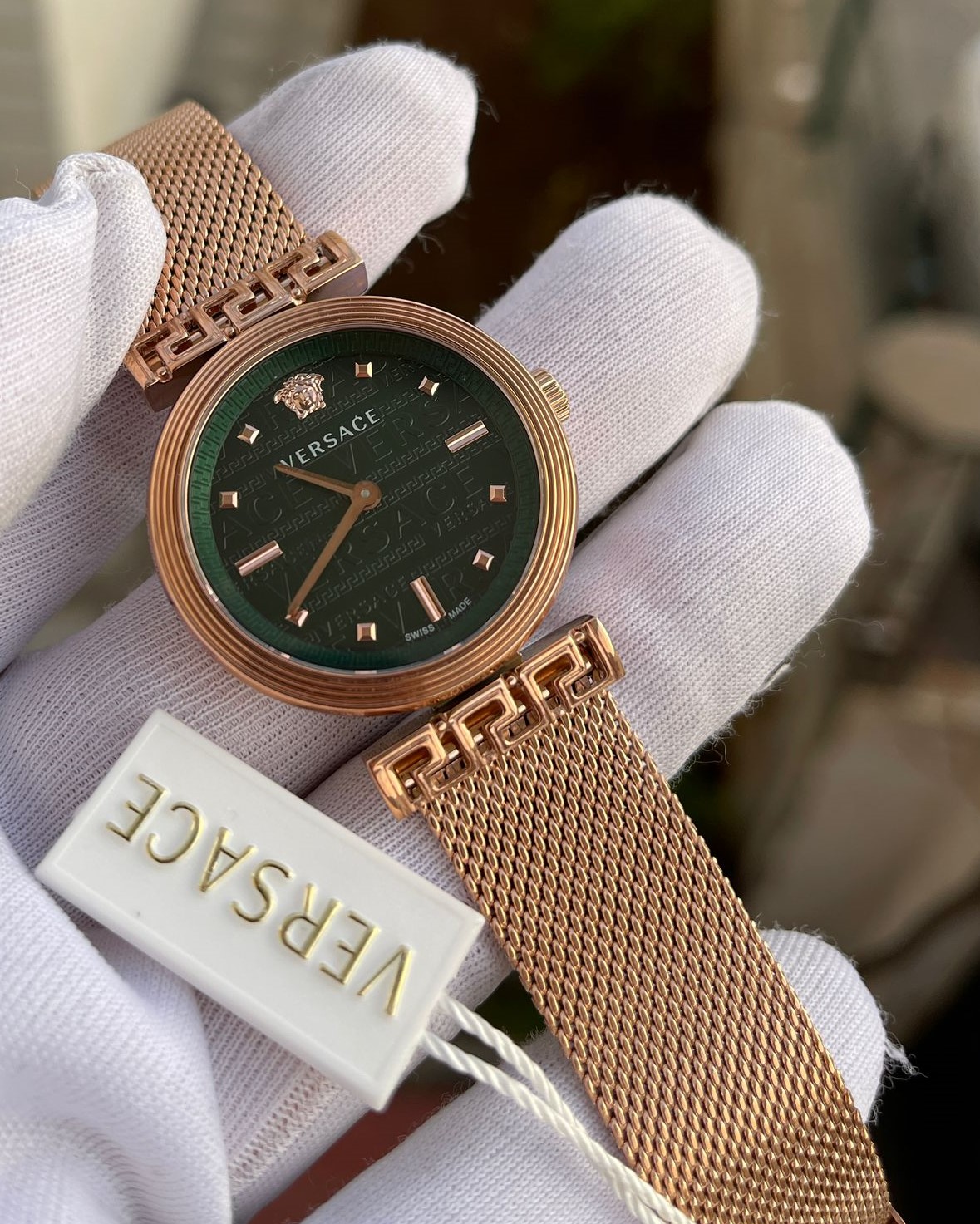 Versace Rose Kasa Yeşil Kadran Hasır Kordon Bayan Kol Saati L-800